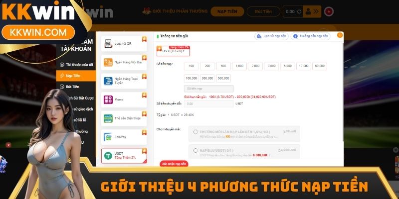 Giới thiệu 4 phương thức nạp tiền tại KKwin